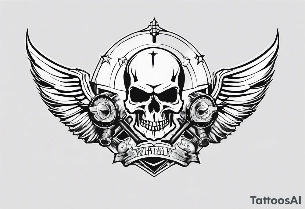 War hammer 40k chest tattoo skull and wings tattoo idea