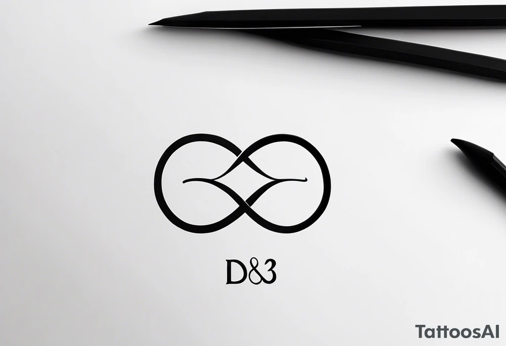 Infinity symbol, containing the letters "D3" and "SJ" tattoo idea