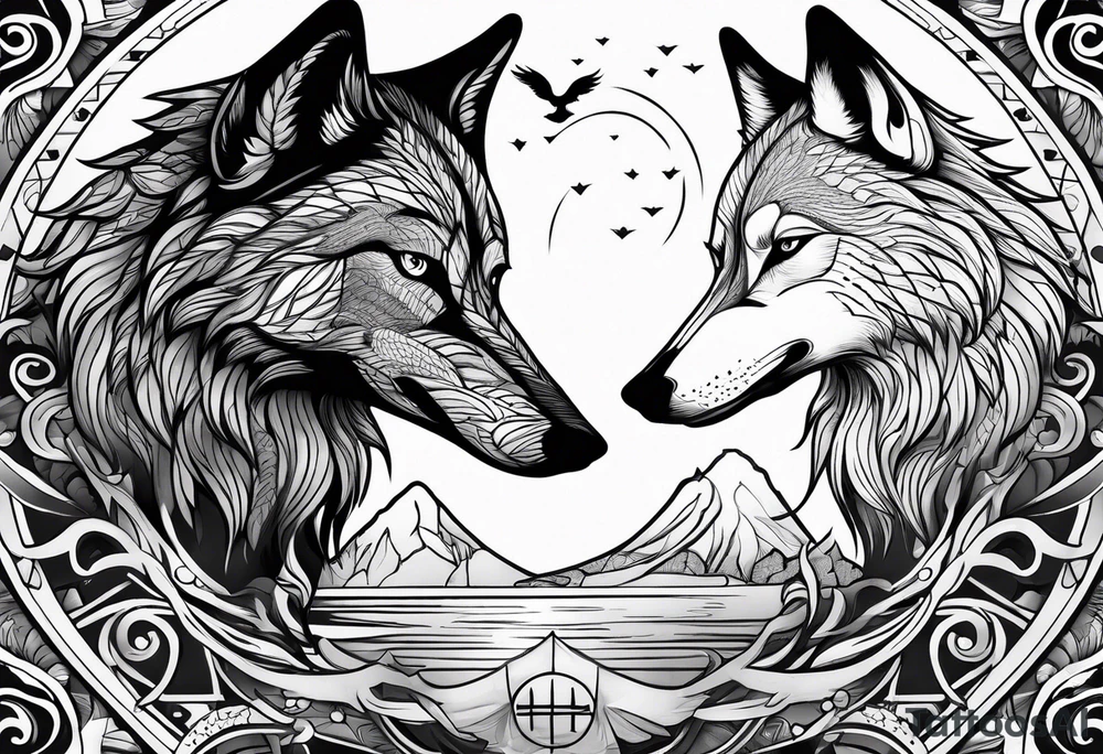A loon and a wolf tattoo idea