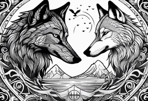 A loon and a wolf tattoo idea