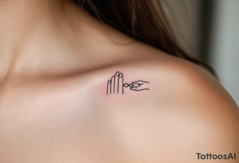 A minimalist black outline of two pinky fingers linked together, one small and one large, symbolizing an unbreakable bond. tattoo idea