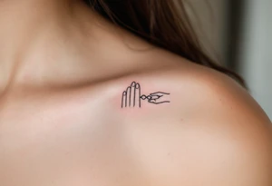 A minimalist black outline of two pinky fingers linked together, one small and one large, symbolizing an unbreakable bond. tattoo idea
