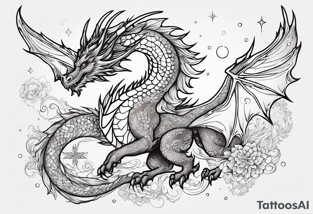 Constellation, wing , snow , cross , dragon japan kawaii tattoo idea