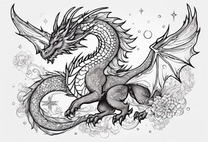 Constellation, wing , snow , cross , dragon japan kawaii tattoo idea