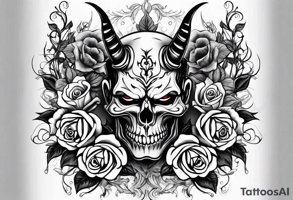 tattoo with devil and roses  for the back tattoo idea