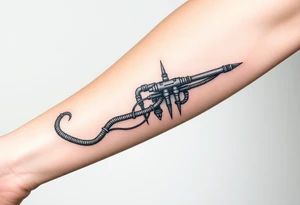 long 
System of pipes that transitions into veins of forearm tattoo idea