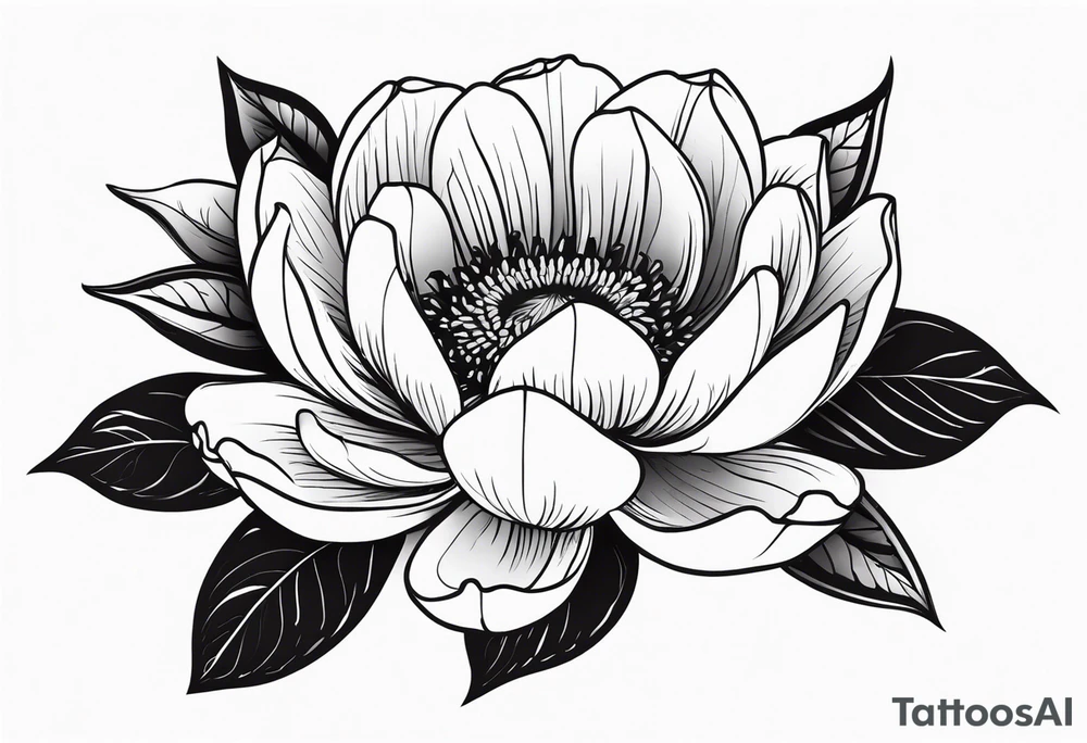 one simple and not too detailed flower in black and white tattoo idea
