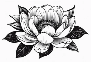 one simple and not too detailed  flower in black and white tattoo idea