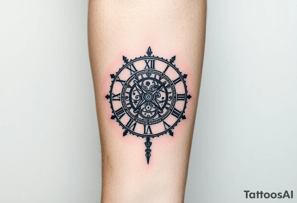 vintage roman numerals within ornate clockwork mechanism tattoo idea vintage roman numerals within ornate clockwork mechanism tattoo idea