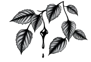 leaves dripping with ink around nipple tattoo idea