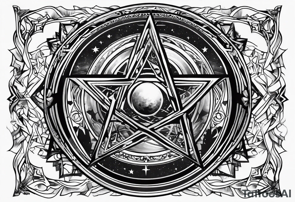 Pentagram eclipse dark tattoo idea