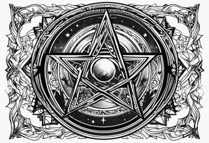 Pentagram eclipse dark tattoo idea