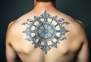 vintage roman numerals within ornate clockwork mechanism tattoo idea