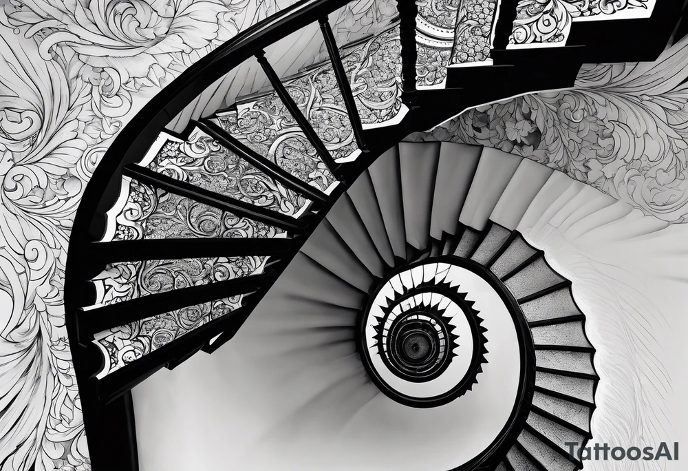 Deteriorating spiral stair case with falling steps tattoo idea Deteriorating spiral stair case with falling steps tattoo idea