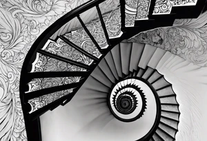 Deteriorating spiral stair case with falling steps tattoo idea