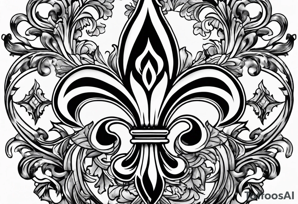 Fleur de lis with designs around it tattoo idea