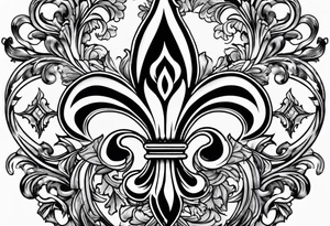 Fleur de lis with designs around it tattoo idea