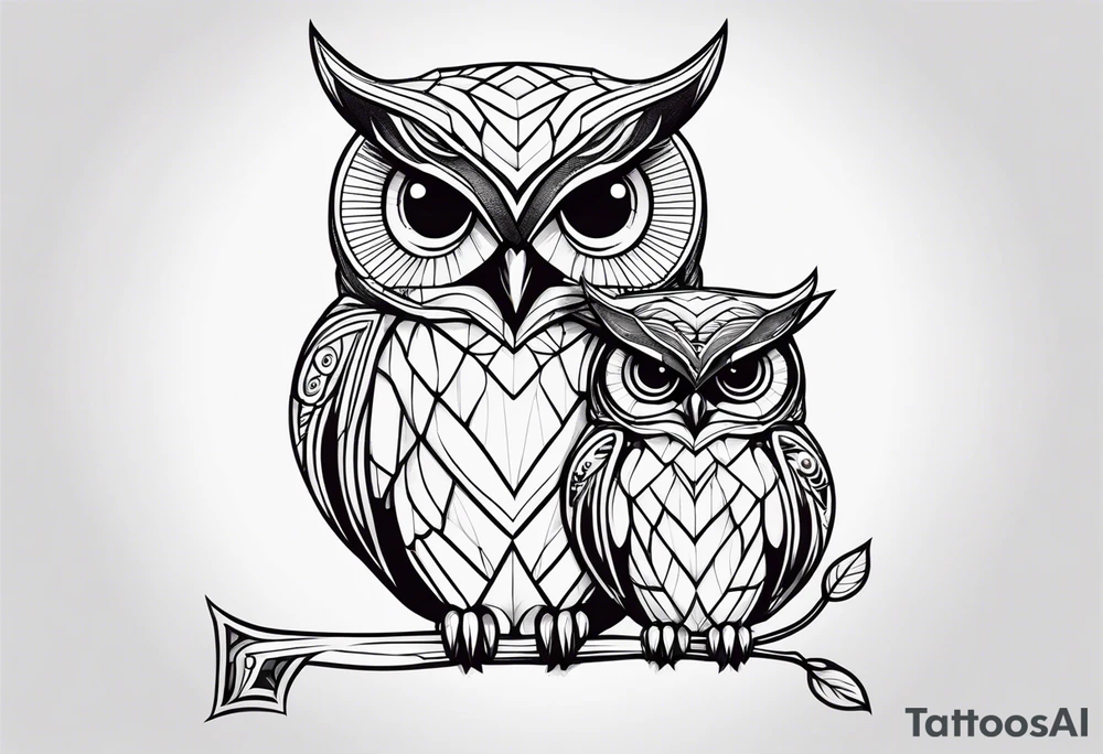 Mom and baby owl tattoo idea