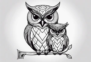Mom and baby owl tattoo idea