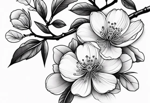 cherry blossom branch going from shoulder to wrist, wrap around bicep tattoo idea