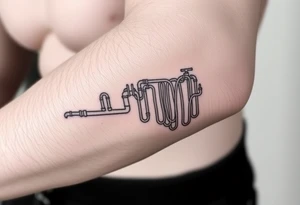system of 100 thin curved plumbing pipes tattoo idea