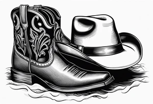 A pair of mens boots, a pair of womens sandals and a cowboyhat on the Beach. Keep it simple tattoo idea