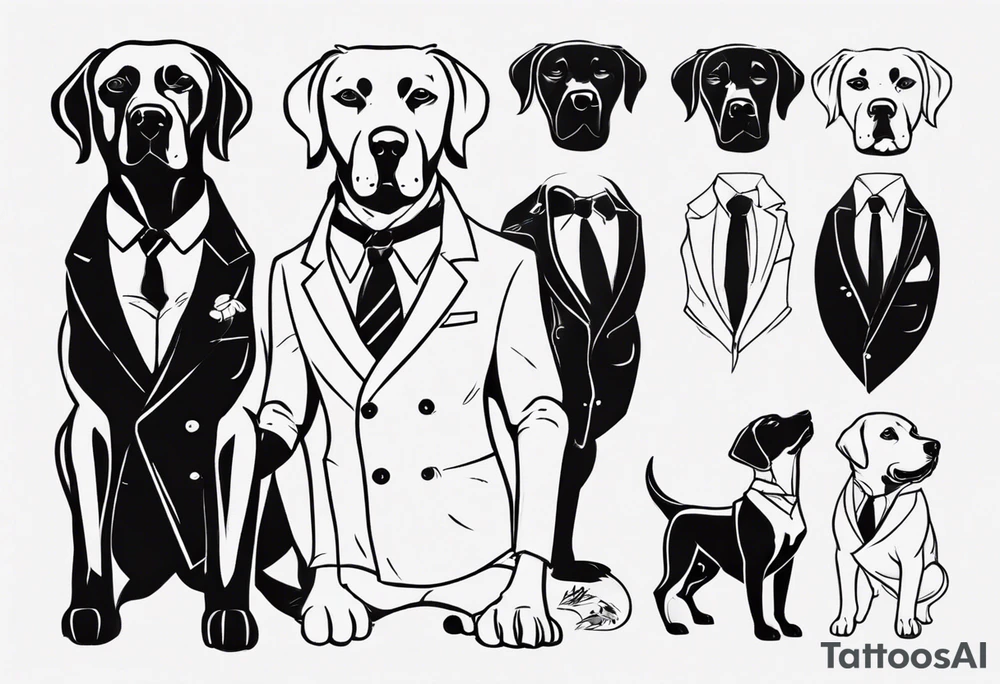 A labrador in a double breasted suit tattoo idea