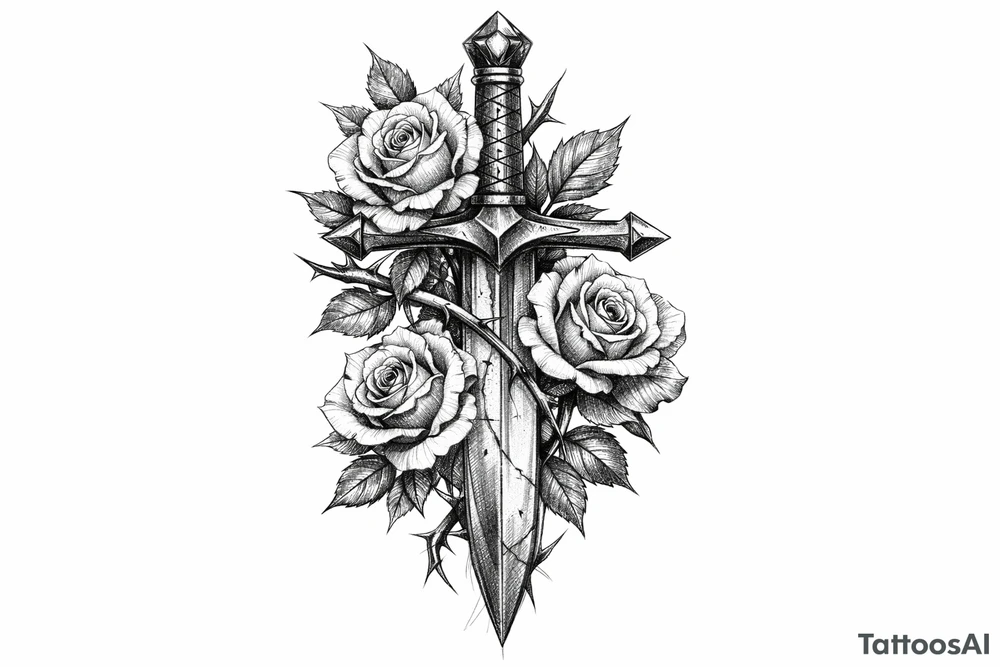 sword,roses. tattoo idea