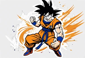 paint son goku as a super saiyajin 2, doing a kamehameha. sourround him by his friends and his family. all of them are displayed as a papercut tattoo idea