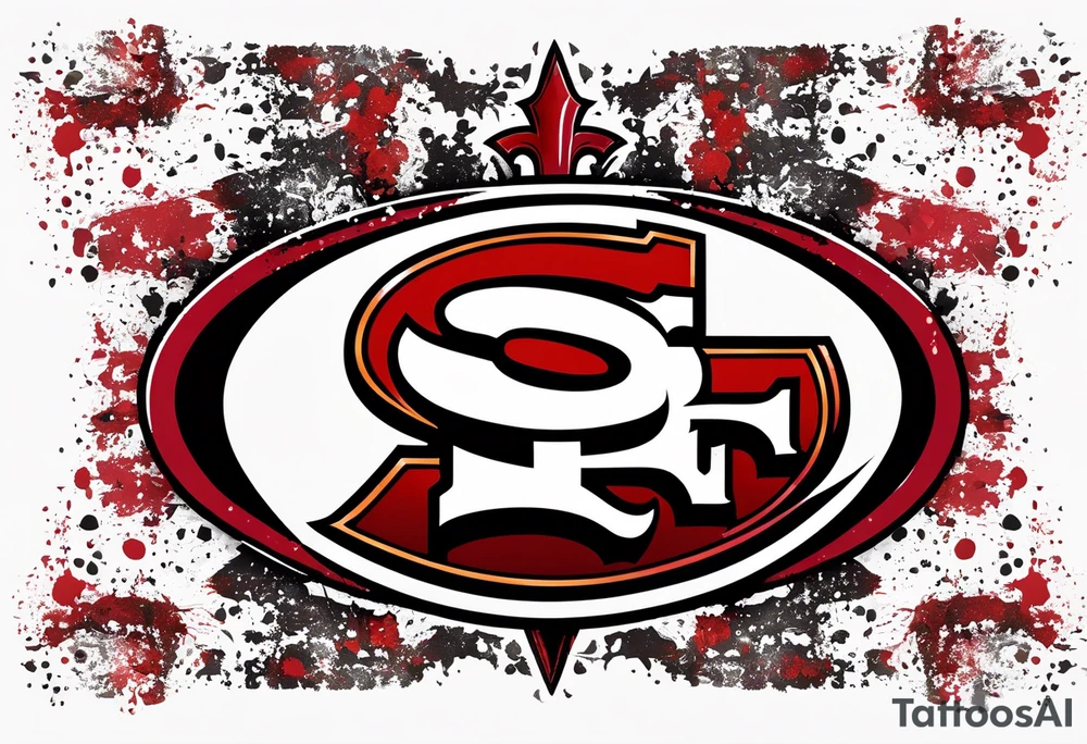 san Francisco 49er logo alone with team color specks of paint splatter tattoo idea