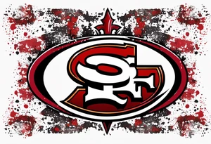 san Francisco 49er logo alone with team color specks of paint splatter tattoo idea