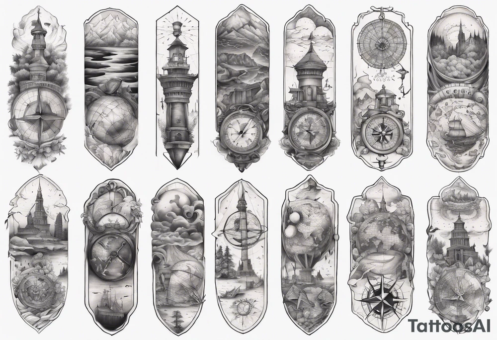maps full arm tattoo idea