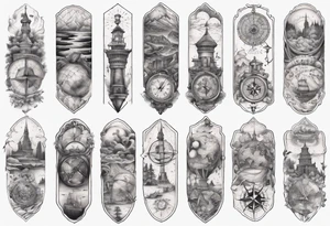 maps full arm tattoo idea