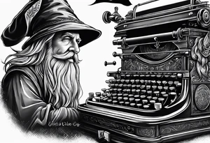 wizard coming out of a typewriter tattoo idea