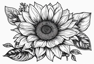 Sunflower and roses with the name Arianna in red scrip letters and “you are my sunshine” tattoo idea