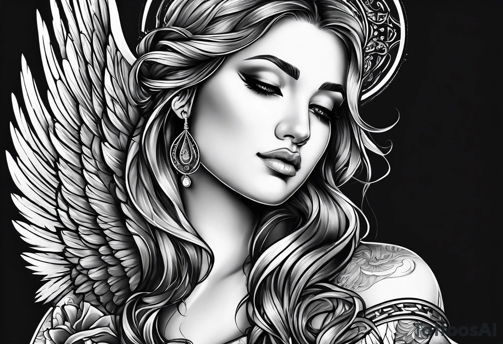 Angel with prayer hands tattoo idea