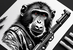 Baboon holding ak47 tattoo idea