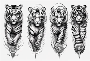 Electricity Tiger forearm  sleeve tattoo idea