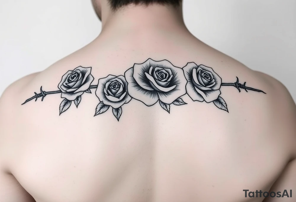 Barbed wire with roses tattoo idea