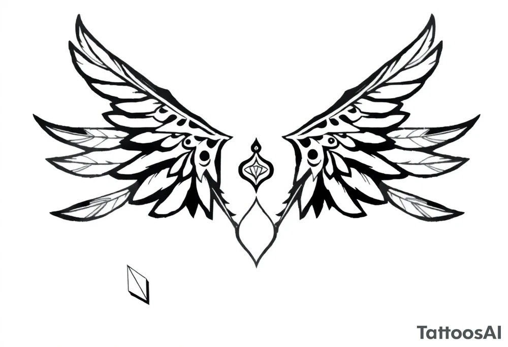 spiritual feathers ornamental indian shaman rune tattoo idea