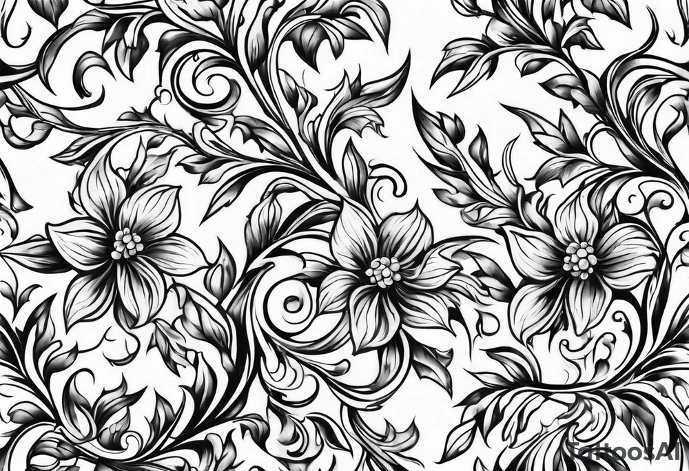 Majestic vines with leaves tattoo idea