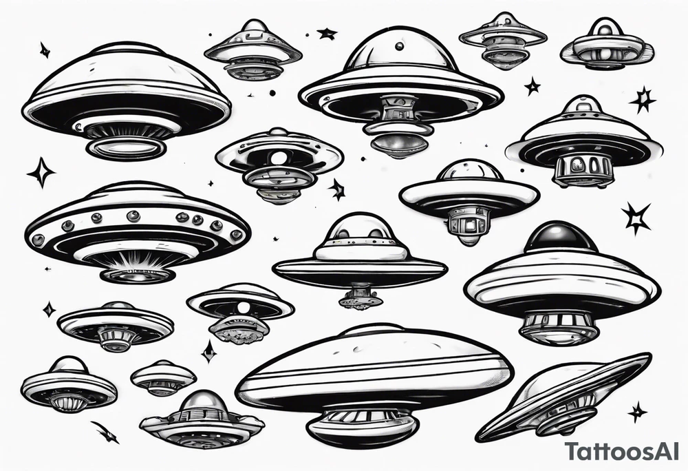 Cartoon blacklist flying saucer tattoo idea