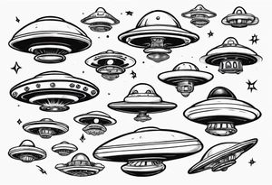 Cartoon blacklist flying saucer tattoo idea