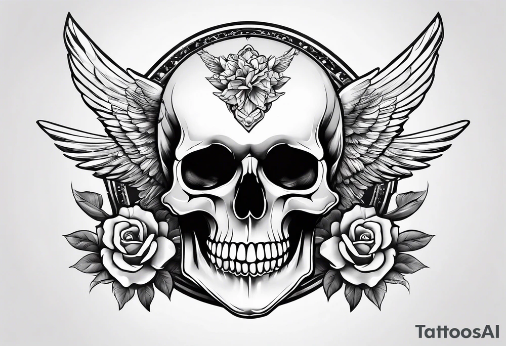 Skull and swallow simple tattoo idea