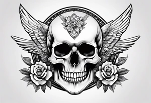 Skull and swallow simple tattoo idea