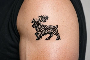 Caribou in Norse knot work open line concept mammen style tattoo idea