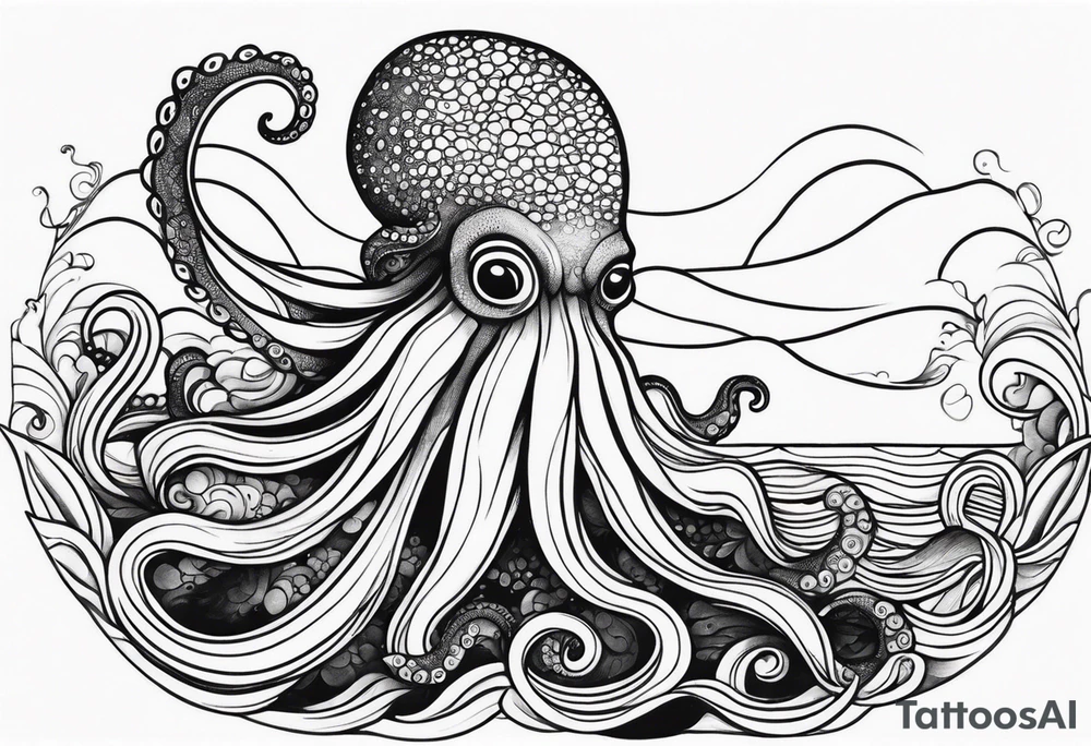 Octopus peaceful waves tattoo idea