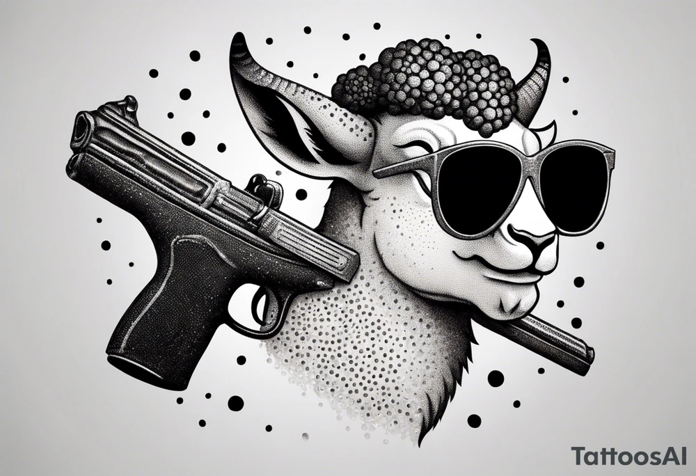 capricorn with sunglasses and gun tattoo idea
