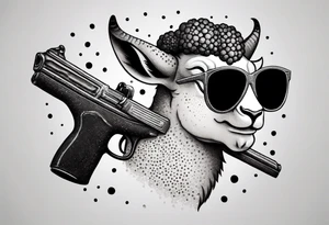 capricorn with sunglasses and gun tattoo idea