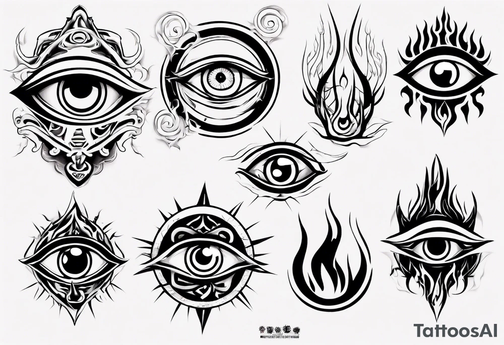 eye with flames tattoo idea